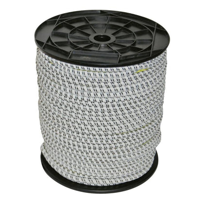Coardă elastică pentru gard electric – Ø 7 mm, alb/negru