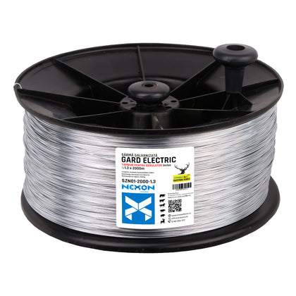 Sarma zincata gard electric NEXON 1.3mm 2000m 1lite ±200kg cu tambur cal. 1