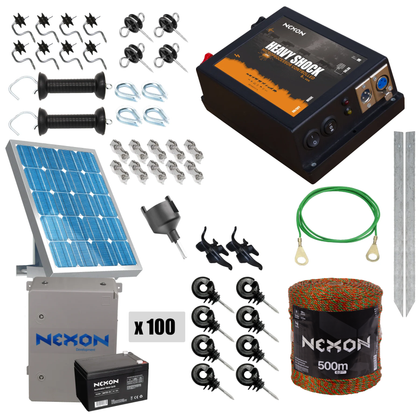 Pachet gard electric NEXON HeavyShock PRO 2.5 J 12V +Solar, ULTRA 500m 5 lite-180KG