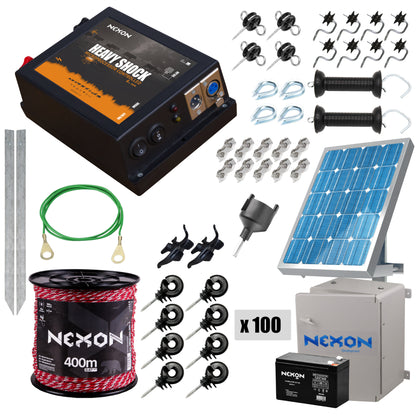Pachet gard electric NEXON HeavyShock PRO 2.5 J 12V cu Solar, BASIC 2000m 4 lite 90kg