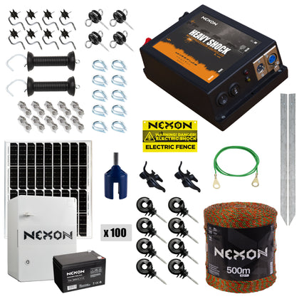 Pachet gard electric NEXON HeavyShock PRO 2.5 J 12V +Solar, ULTRA 500m 5 lite-180KG