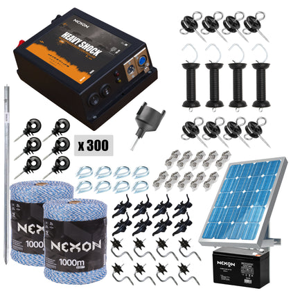 Pachet gard electric NEXON HeavyShock PRO 2.5 J 12V cu Solar, BASIC 2000m 4 lite 90kg