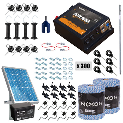 Pachet gard electric NEXON HeavyShock PRO 2.5 J 12V cu Solar, BASIC 2000m 4 lite 90kg