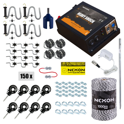 Pachet complet gard electric NEXON HeavyShock PRO 5.0 J 12V/230V, fir 1000m 6 lite 130kg