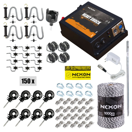 Pachet complet gard electric NEXON HeavyShock PRO 5.0 J 12V/230V, fir 1000m 6 lite 130kg