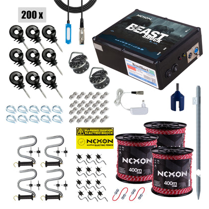 Pachet gard electric NEXON BeastShock 8.5 J 12V/230V , Fir Professional 1500m 5 lite 180kg