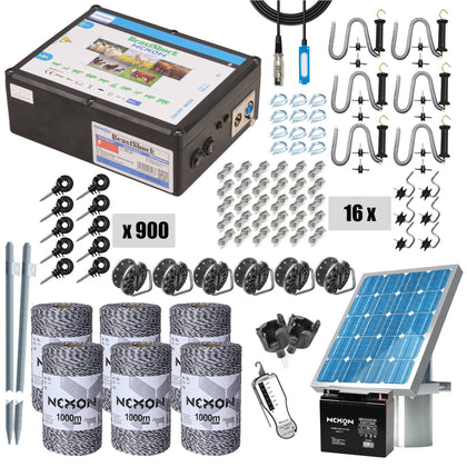 Pachet complet gard electric NEXON BeastShock 8.5 J 12V cu Solar, Farmer 6000m 6 lite 120kg