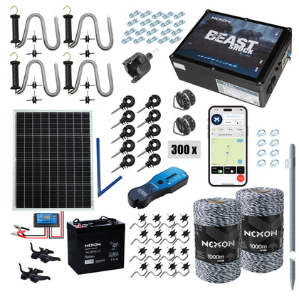 Pachet complet gard electric NEXON BeastShock 8.5J  GPS cu panou solar, baterie și 2000m fir Guard 3 lite 120 kg