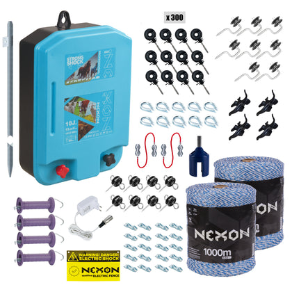 Pachet complet gard electric NEXON StrongShock 10J cu 2000m Fir si alimentator