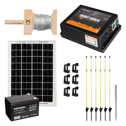 Pachet gard electric portabil 5J cu panou solar și baterie  pentru camping - NEXON