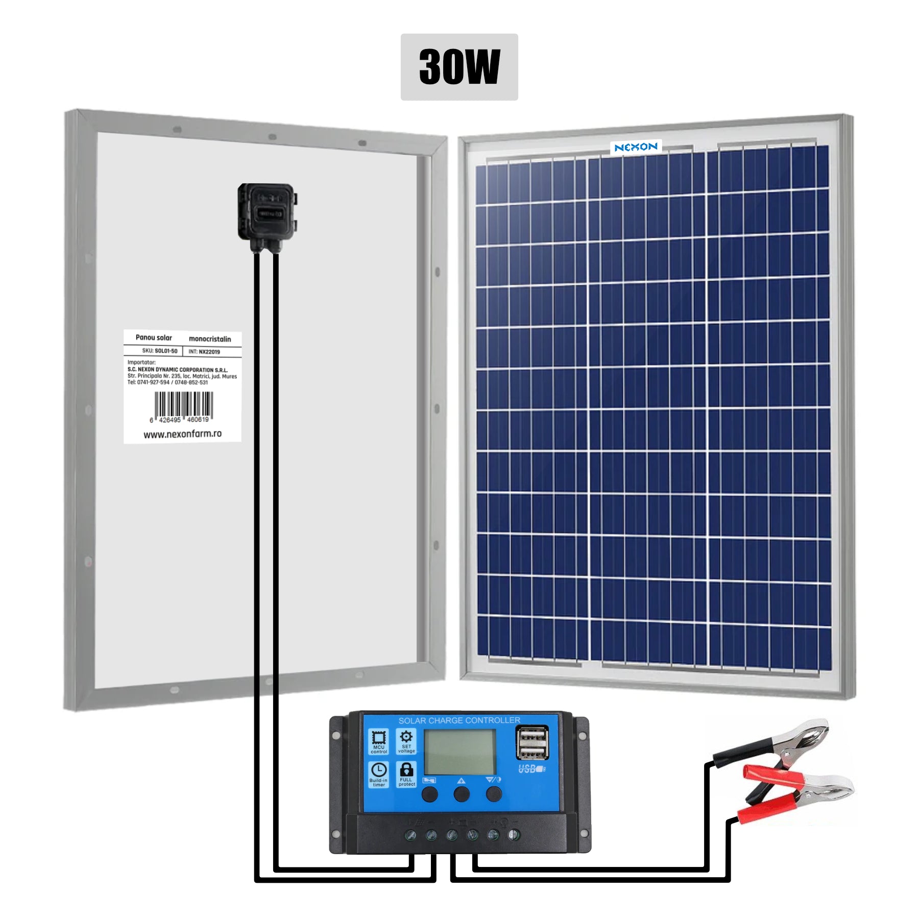 Panou solar gard electric NEXON 30W cu regulator